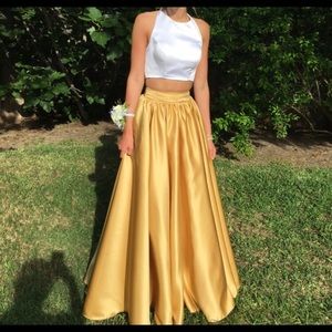 White and gold prom dress